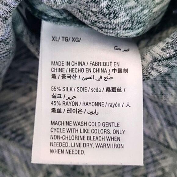 Tasso Elba Men's XL Silk Blend Casual Button Down Short Sleeve Geometric Palm - Picture 10 of 14